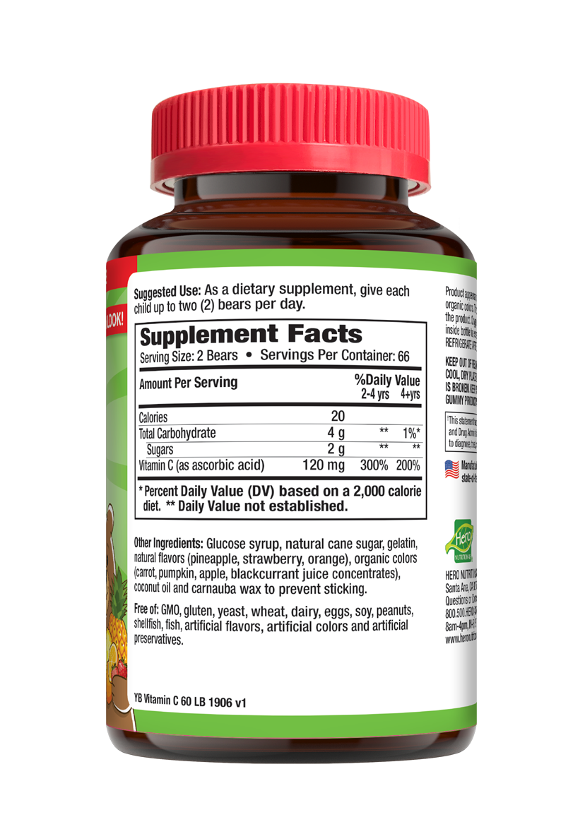 Yummi Bears- Vitamin C value Size